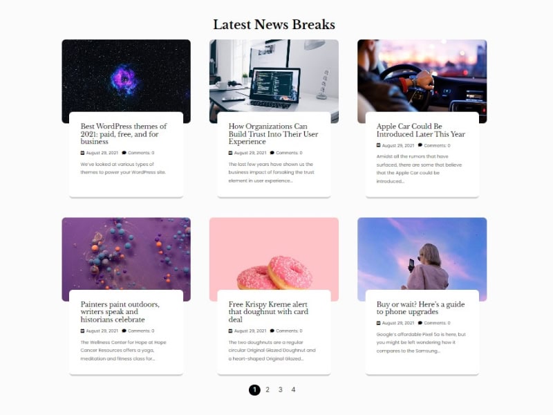 Post Grid with Pagination for News